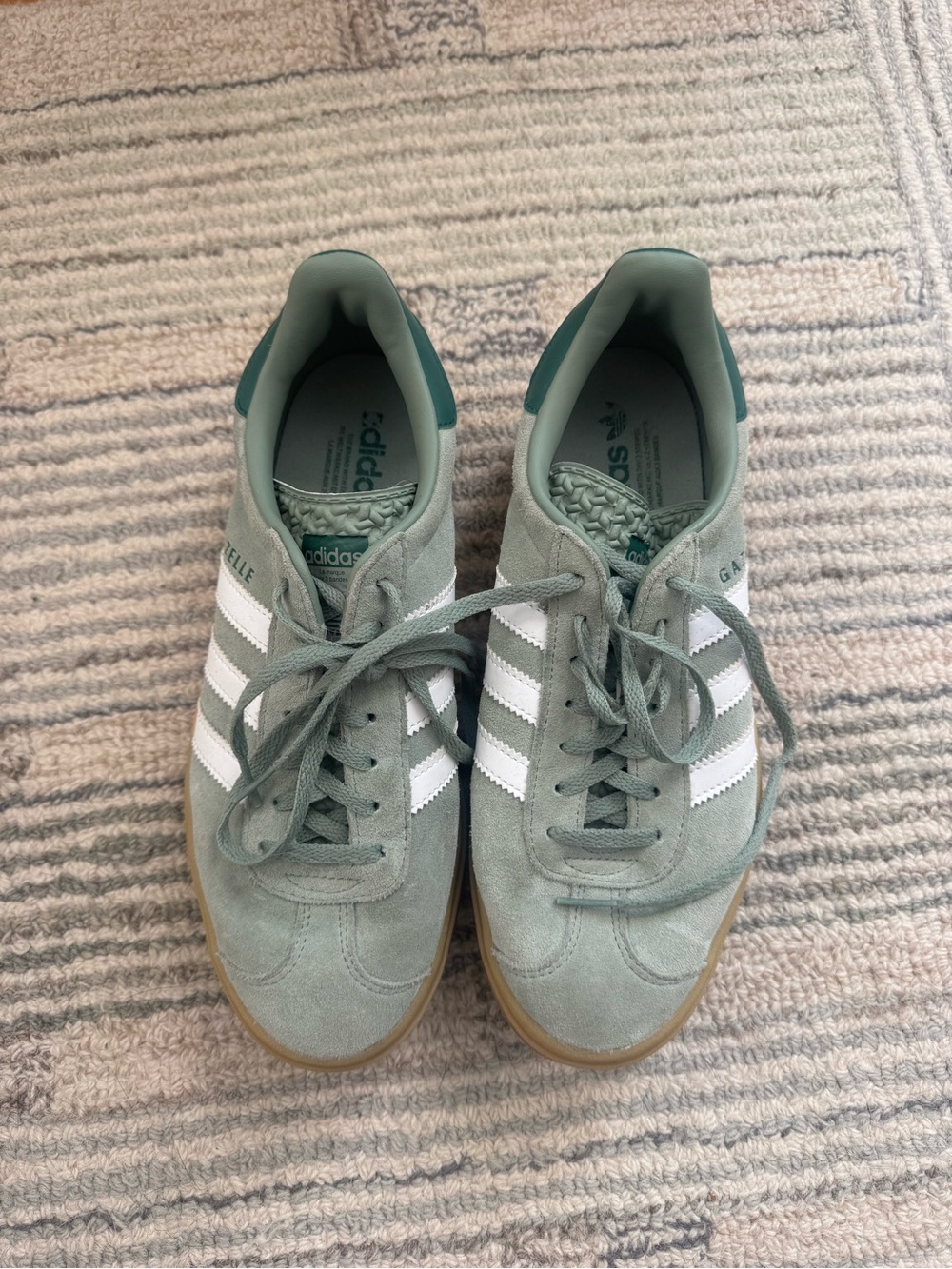 adidas Men’s Gazelle Sneakers in Sage Green with White Stripes